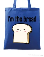 Sacosa din panza I am the bread Albastru regal