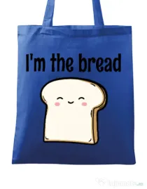 Sacosa din panza I am the bread Albastru regal