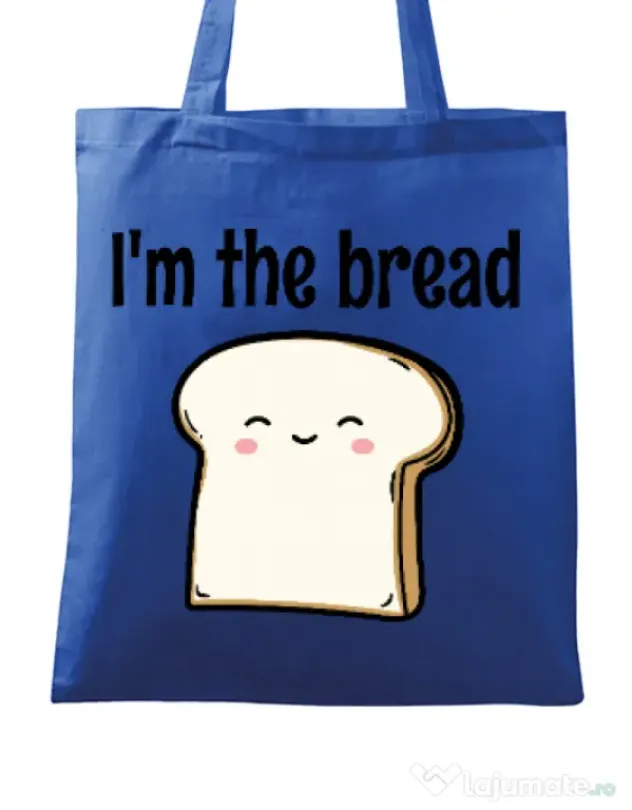 Sacosa din panza I am the bread Albastru regal
