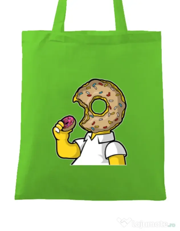 Sacosa din panza I Like Donut Verde mar