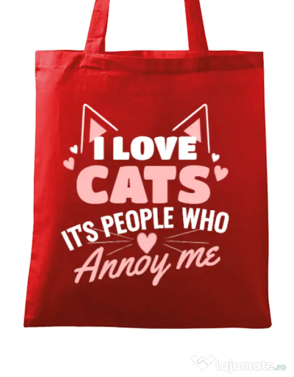 Sacosa din panza I love cats Rosu