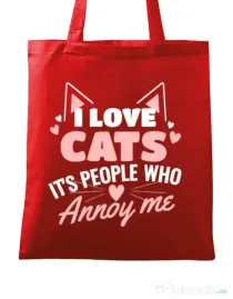 Sacosa din panza I love cats Rosu