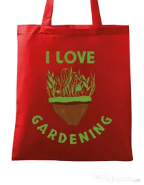 Sacosa din panza I love gardening Rosu