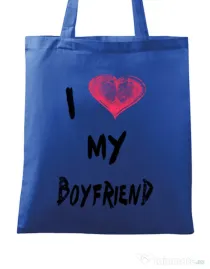 Sacosa din panza I love my boyfriend Albastru regal