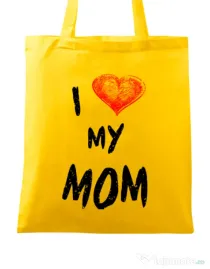 Sacosa din panza I love my mom Galben