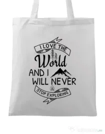 Sacosa din panza I love the world Alb