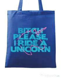 Sacosa din panza I ride a unicorn Albastru regal