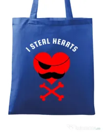 Sacosa din panza I steal hearts Albastru regal