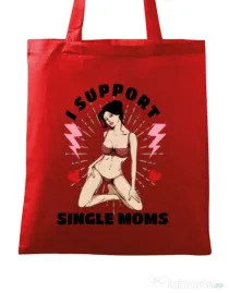 Sacosa din panza I Support Single Moms Rosu
