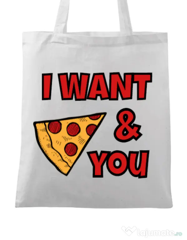 Sacosa din panza I want you Alb