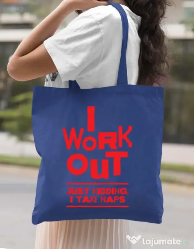 Sacosa din panza I work out Albastru regal