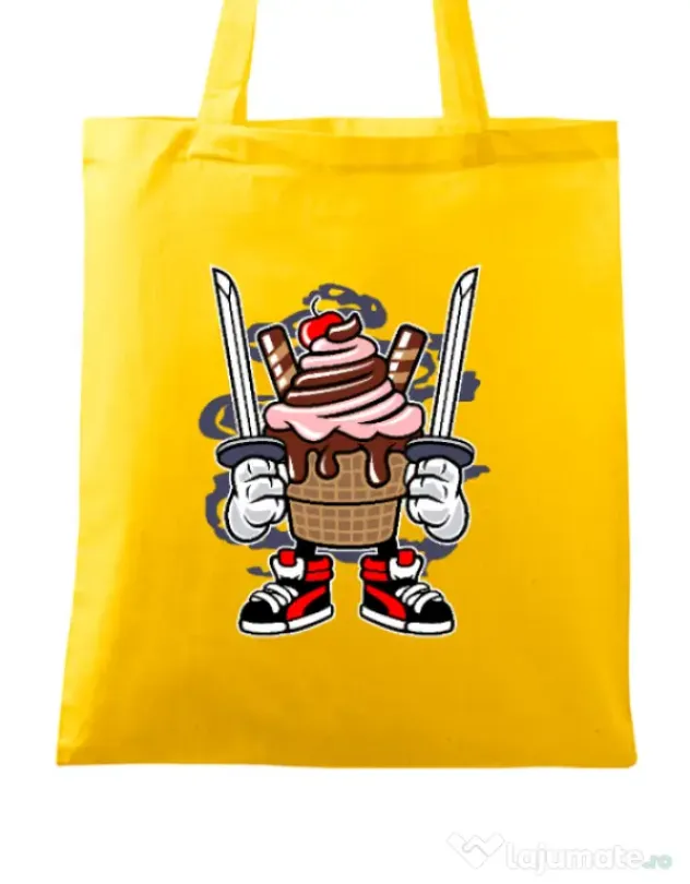 Sacosa din panza Ice Cream Ninja Galben