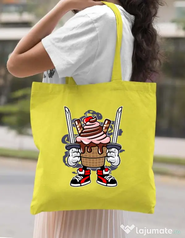Sacosa din panza Ice Cream Ninja Galben