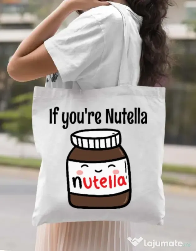 Sacosa din panza If you are nutella Alb