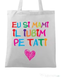 Sacosa din panza Il iubim pe tati Alb