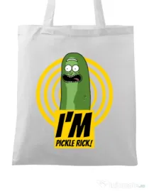 Sacosa din panza I'm pickle Rick! Alb