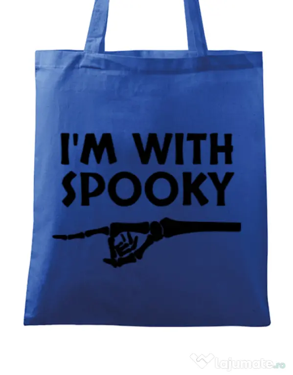 Sacosa din panza I'm with spooky Albastru regal