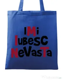 Sacosa din panza Imi iubesc nevasta Albastru regal
