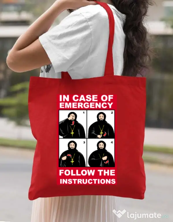 Sacosa din panza In case of emergency Rosu
