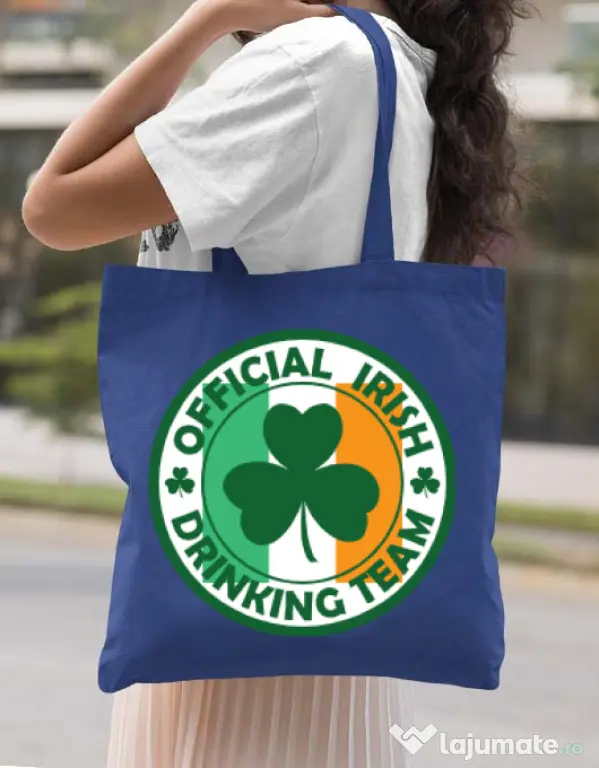 Sacosa din panza Irish Drinking Team Albastru regal