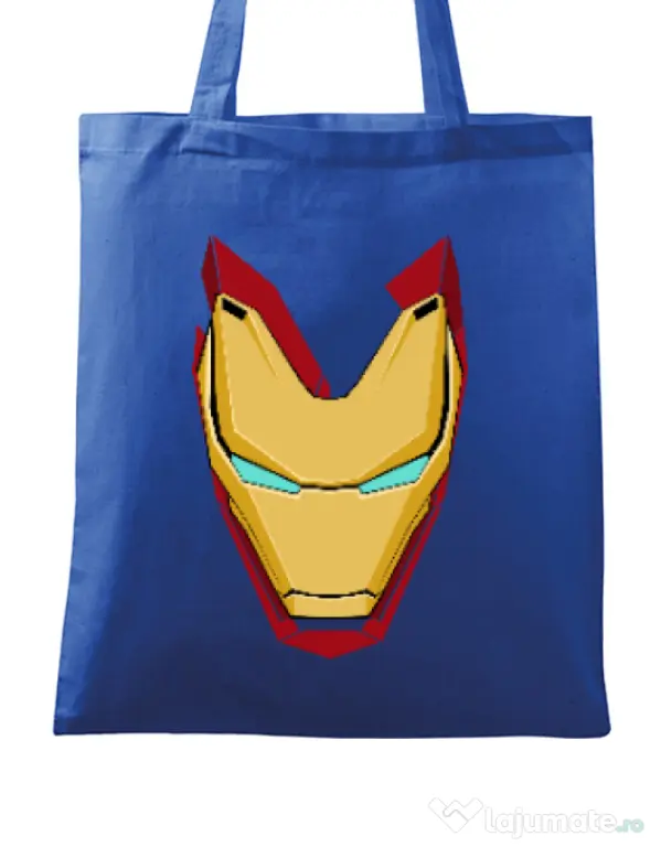 Sacosa din panza Iron man mask Albastru regal