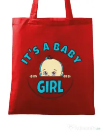 Sacosa din panza It’s a baby girl Rosu
