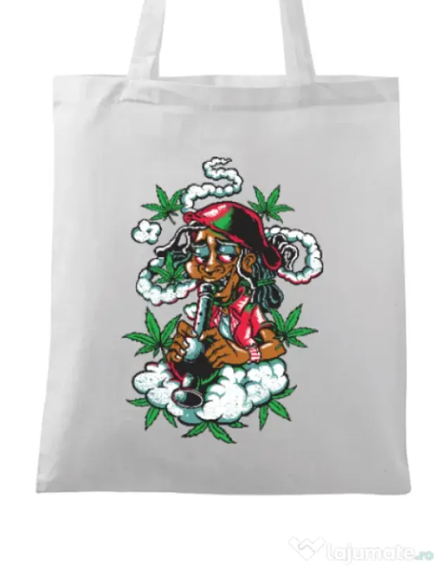 Sacosa din panza Jamaican Alb