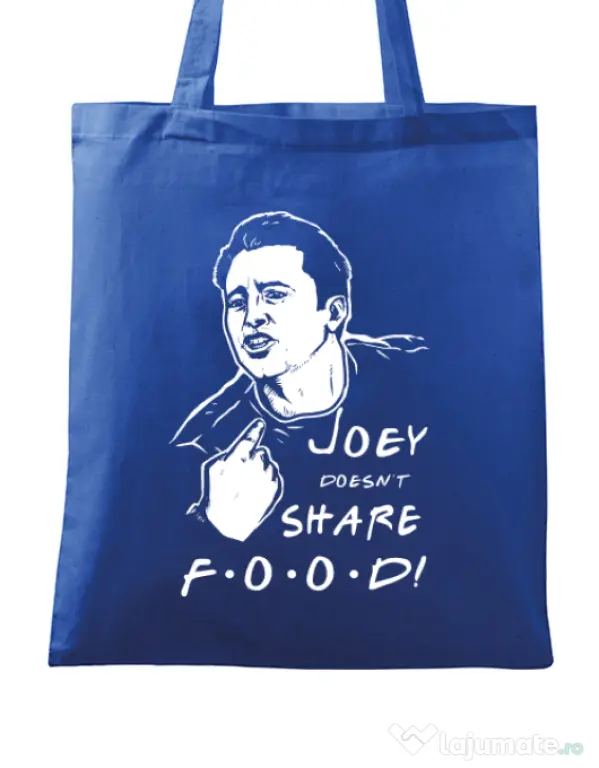 Sacosa din panza Joey doesnt share food Albastru regal