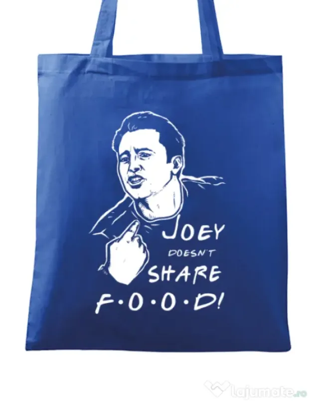 Sacosa din panza Joey doesnt share food Albastru regal