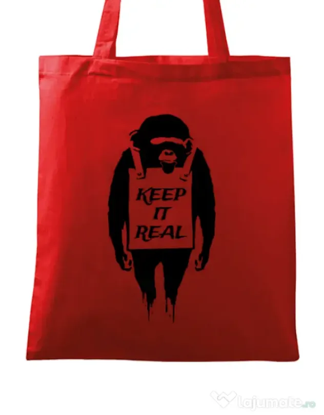 Sacosa din panza Keep it real Rosu