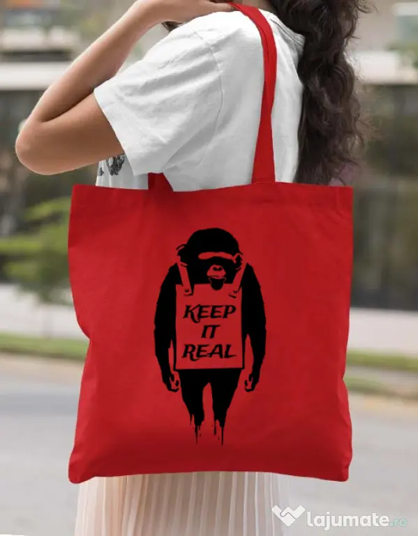 Sacosa din panza Keep it real Rosu