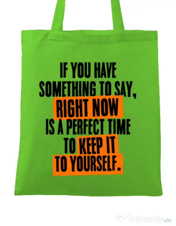 Sacosa din panza Keep it to yourself Verde mar