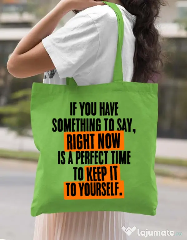Sacosa din panza Keep it to yourself Verde mar