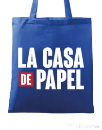 Sacosa din panza La casa de papel Albastru regal