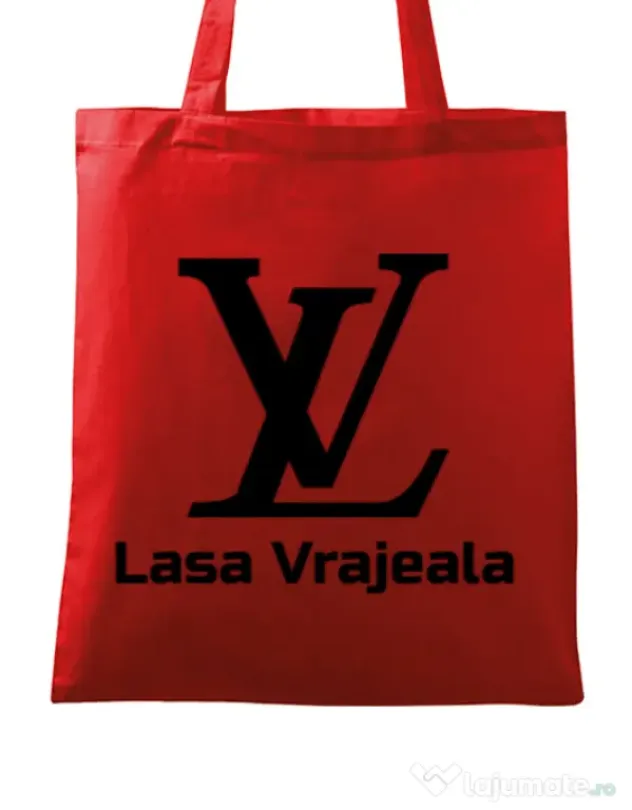 Sacosa din panza Lasa vrajeala Rosu