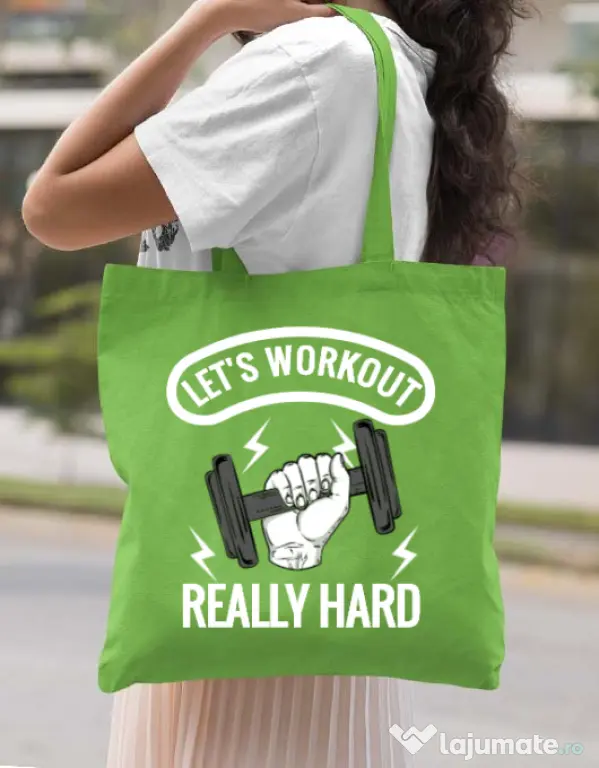 Sacosa din panza Let’s workout Verde mar