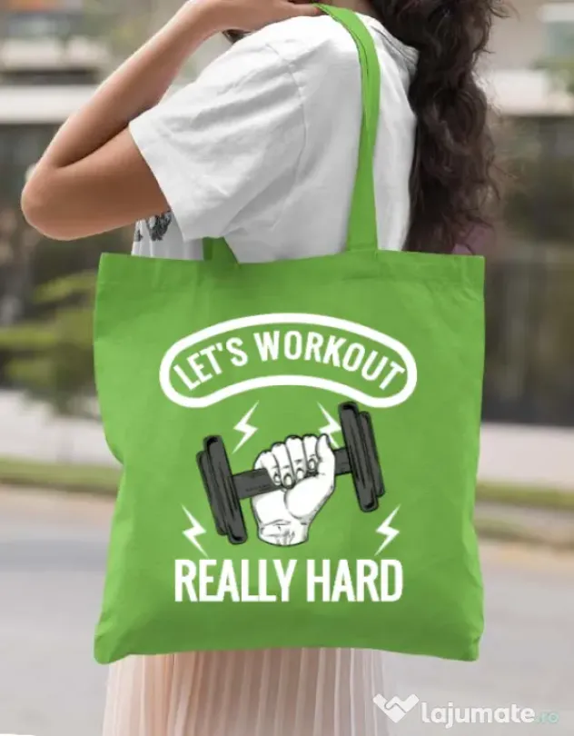 Sacosa din panza Let’s workout Verde mar