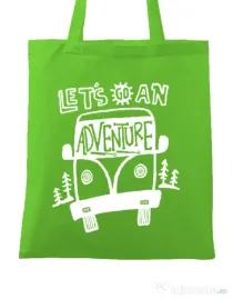 Sacosa din panza Lets Go an Adventure Verde mar