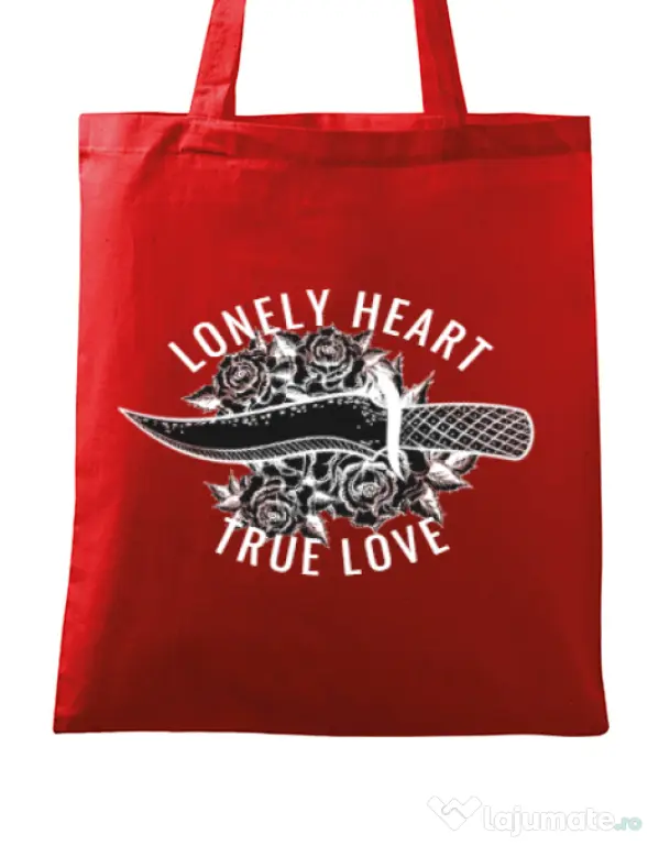 Sacosa din panza Lonely heart Rosu