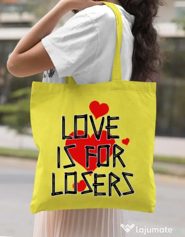 Sacosa din panza Love is for losers Galben