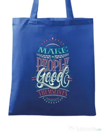 Sacosa din panza Make people feel good Albastru regal