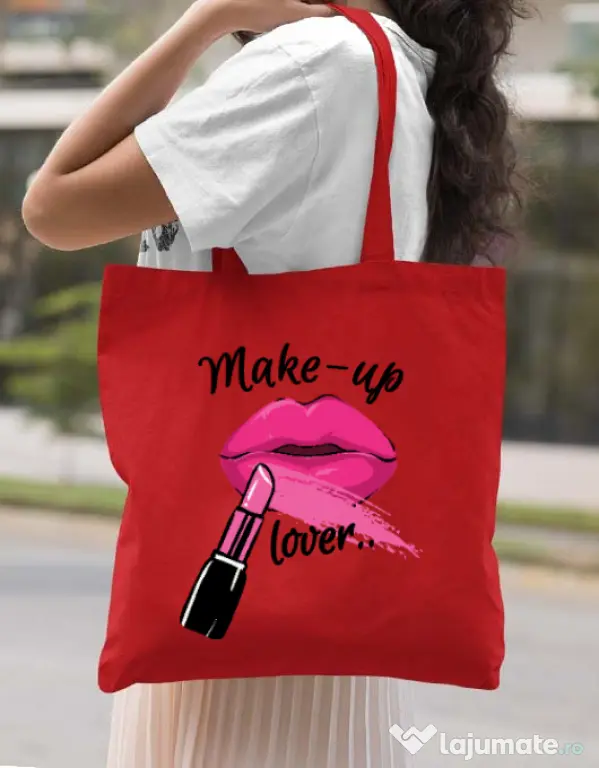 Sacosa din panza Make up lover Rosu