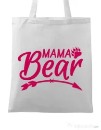 Sacosa din panza Mama bear Alb