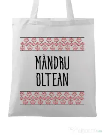Sacosa din panza Mandru oltean Alb