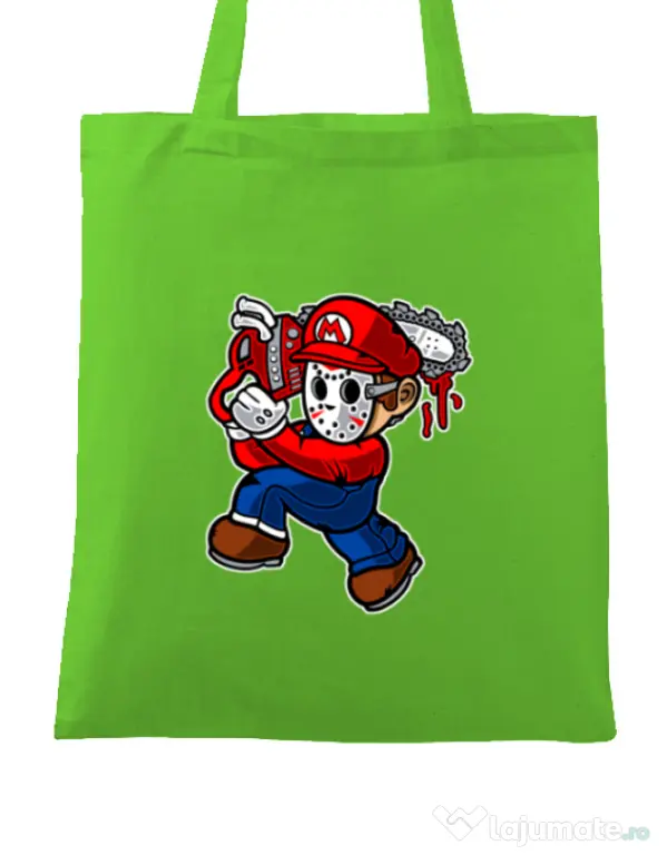 Sacosa din panza Mario Massacre Verde mar