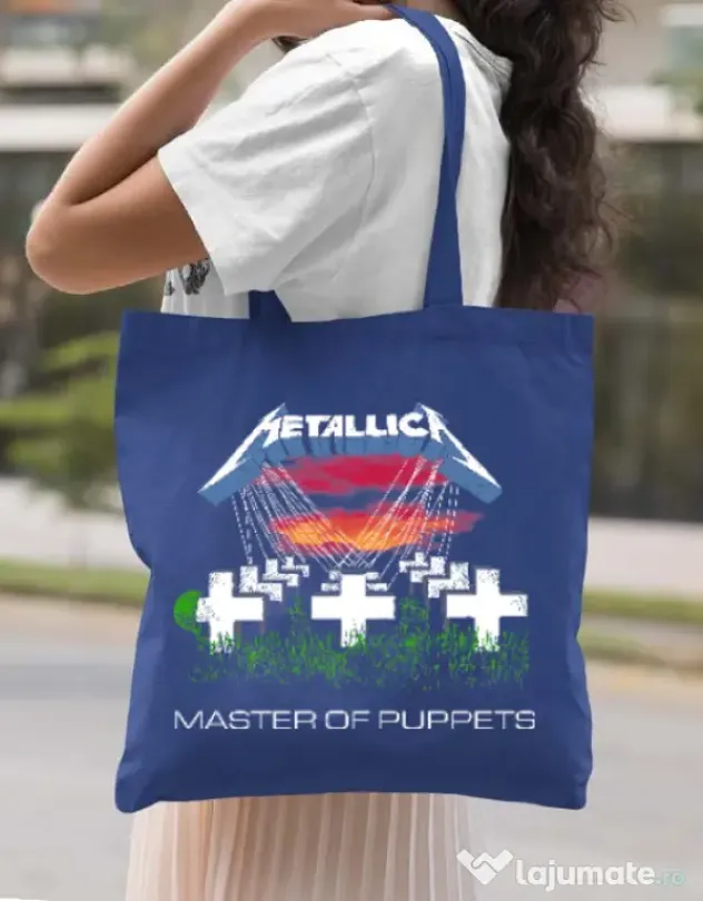 Sacosa din panza Master of puppets Albastru regal