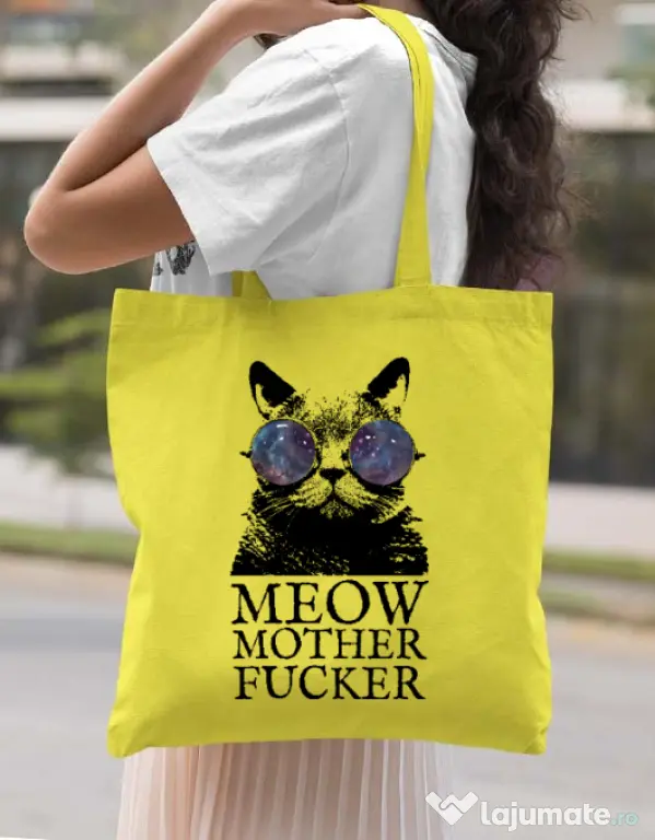 Sacosa din panza Meow motherfucker Galben