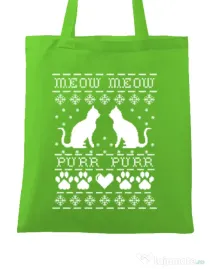 Sacosa din panza Meow purr Verde mar