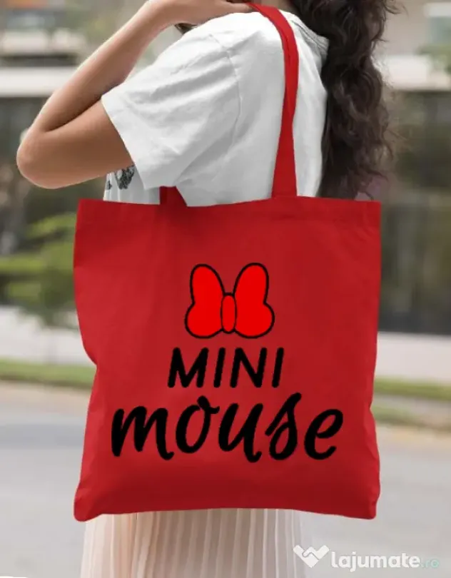Sacosa din panza Mini mouse Rosu