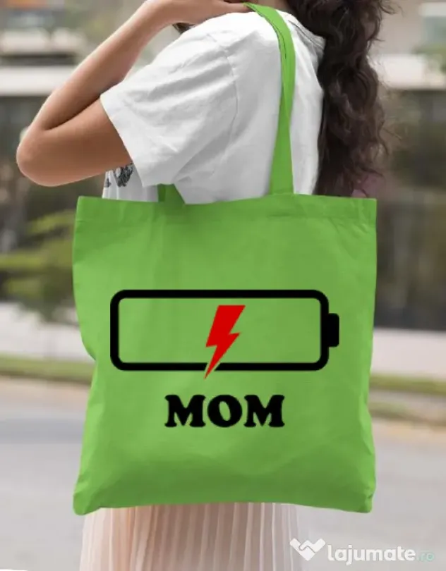 Sacosa din panza Mom battery Verde mar